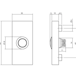 Intersteel Deurbel Rechthoekig Rvs/Zwart 65X30X10 Mm-Brico New