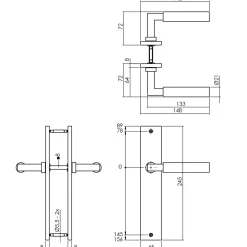 Intersteel Deurklink Bau-Stil Op Plaat 245X45 Mm Blind Matzwart-Brico Best