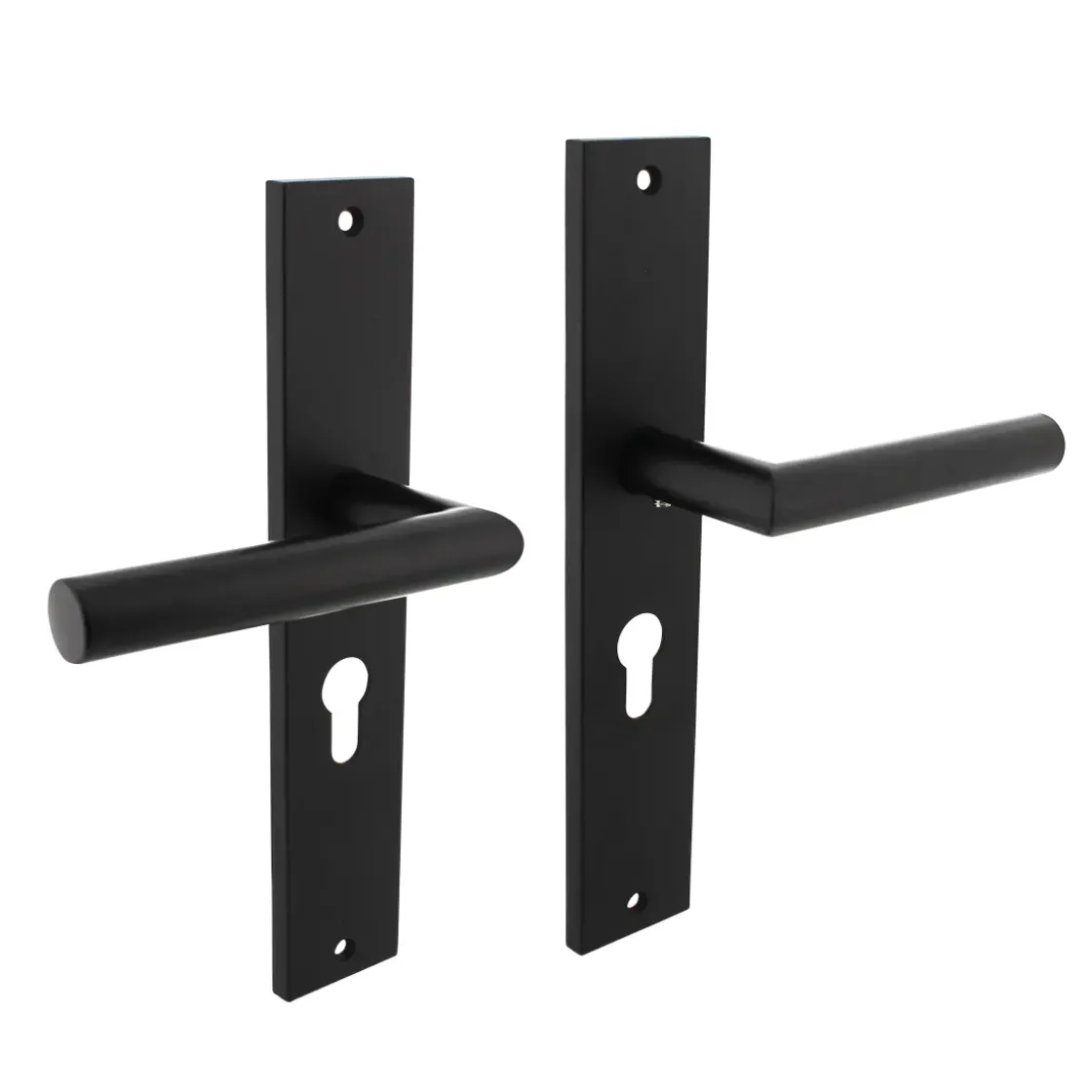 Intersteel Deurklink Op Plaat Bastian 245X45Mm Profielcilindergat 55Mm Matzwart-Brico Outlet