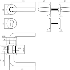 Intersteel Deurklink Op Rozet Derby O50X7Mm + Nokken 7Mm Met Cilinderrozetten Zwart-Brico New