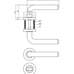 Intersteel Deurklink Op Rozet Agatha O52X10 Mm Met Nokken En Wc-Slot Met Stang 8X8Mm Zwart-Brico Outlet