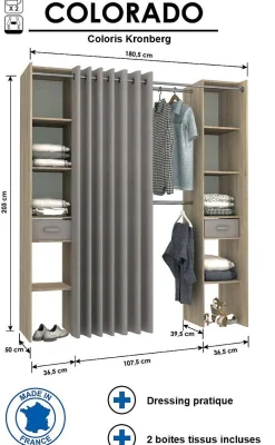 Brico Kast Colorado Uitrekbaar Eik Met Gordijn 10 Planken Discount