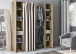 Brico Kast Colorado Uitrekbaar Eik Met Gordijn 10 Planken Discount