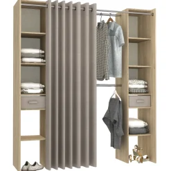 Brico Kast Colorado Uitrekbaar Eik Met Gordijn 10 Planken Discount