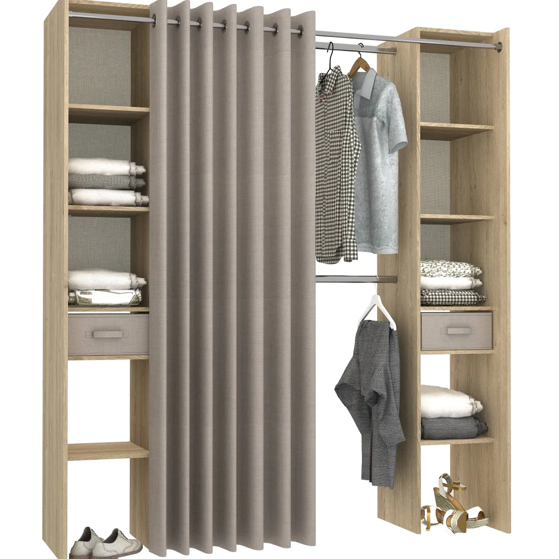 Brico Kast Colorado Uitrekbaar Eik Met Gordijn 10 Planken Discount