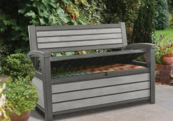 Keter Tuinbank Hudson Opberg Grijs 260L-Brico Online