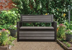 Keter Tuinbank Hudson Opberg Grijs 260L-Brico Online