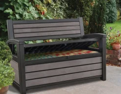 Keter Tuinbank Hudson Opberg Grijs 260L-Brico Online