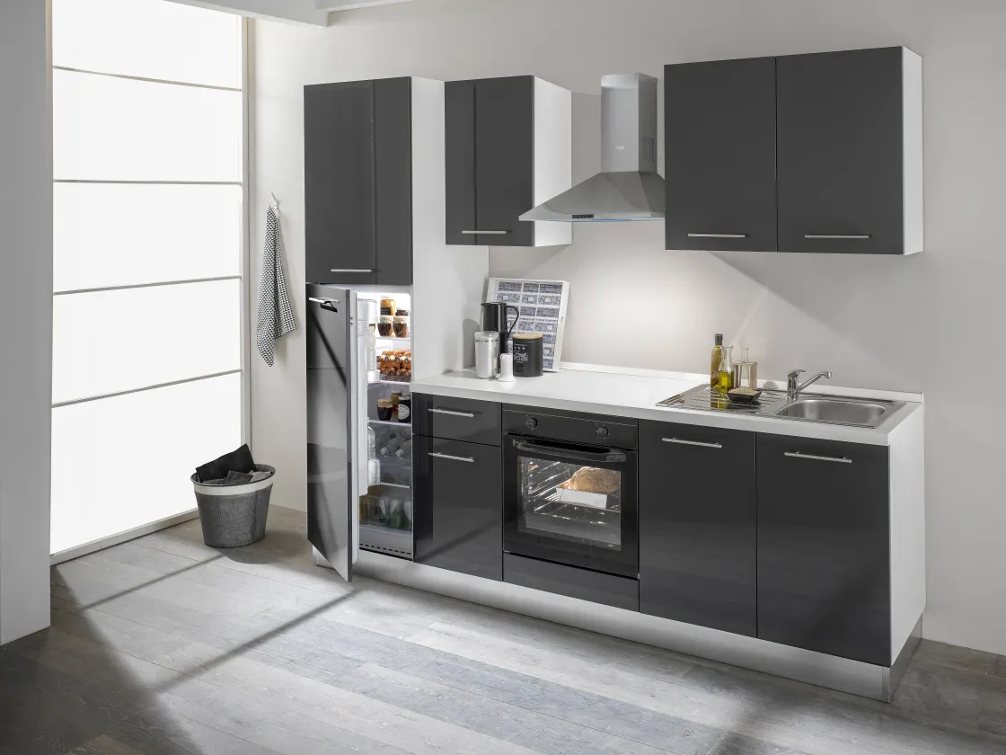 Brico Keukenblok Mara 250Cm Glanzend Zwart Clearance