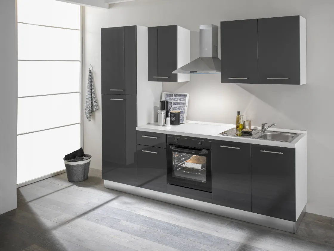 Brico Keukenblok Mara 250Cm Glanzend Zwart Clearance