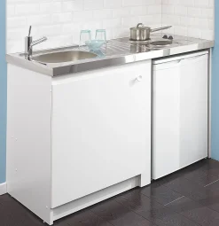 Brico Kitchenette Eco Aanrecht Rvs 120X60X5Cm Met 2 Ingebouwde Kookplaten 2X1500W Discount