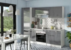 Brico Kolomkast Keuken Delice 60X204Cm 2 Deuren Hoogglans Grijs