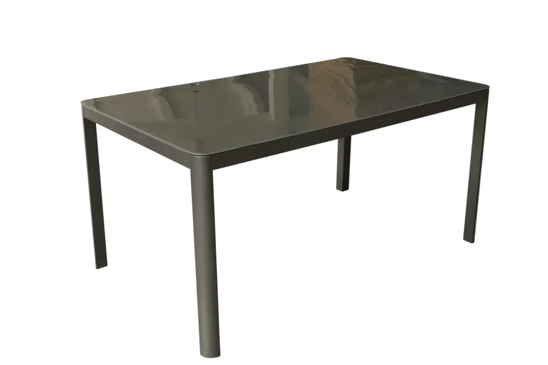 Macari Tuintafel + Verstelbare Poten Glas/Aluminium 150X90X75Cm-Brico Outlet