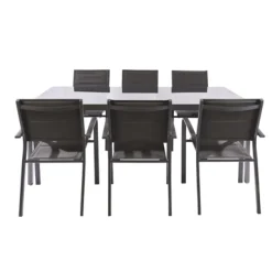 Macari Tuintafel Aluminium/Glas 200X100X75Cm-Brico New