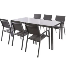 Macari Tuintafel Aluminium/Glas 200X100X75Cm-Brico New