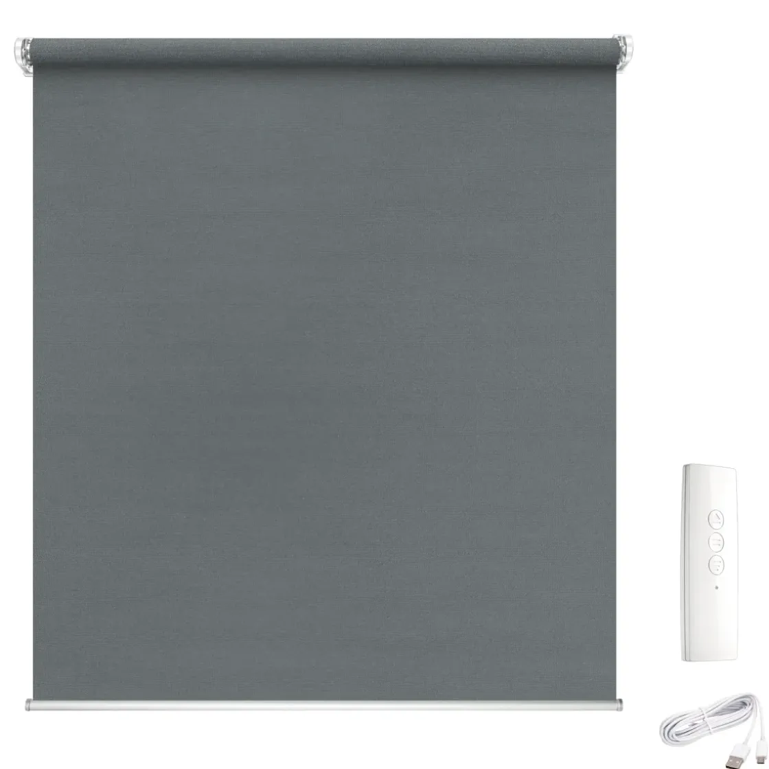 Madeco 1595 Gemotoriseerd Verduisteringsrolgordijn E-Roll Grijs 100X250Cm-Brico Best