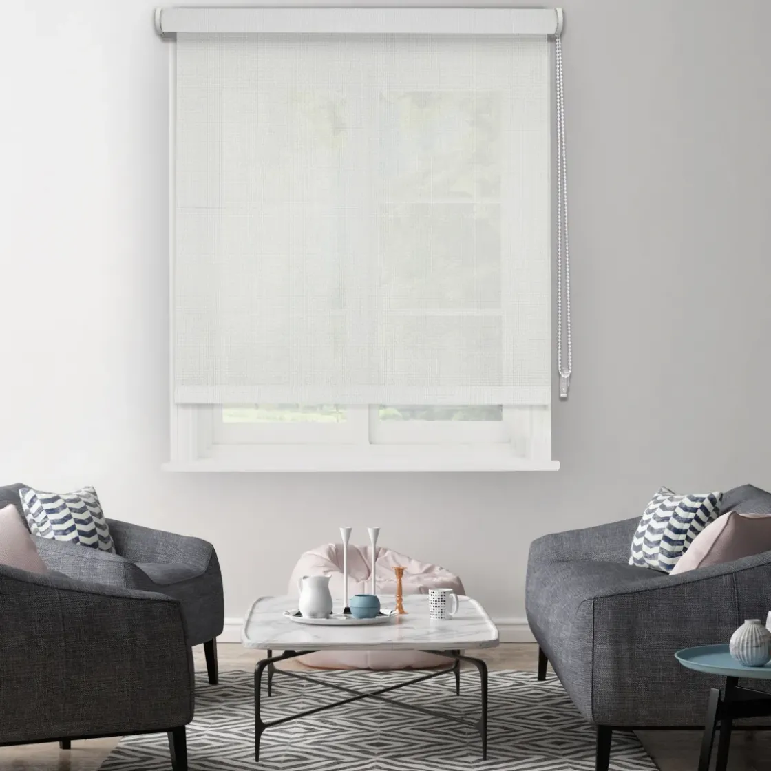 Madeco Manueel Lichtdoorlatend Rolgordijn Wit 1791 210X190Cm-Brico