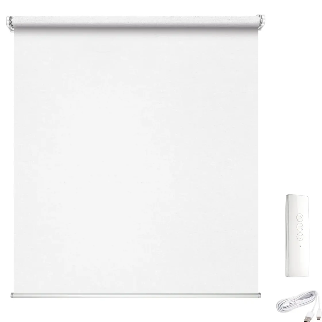 Madeco White Gemotoriseerd Verduisteringsrolgordijn E-Roll Wit Effen 180X250Cm-Brico Online