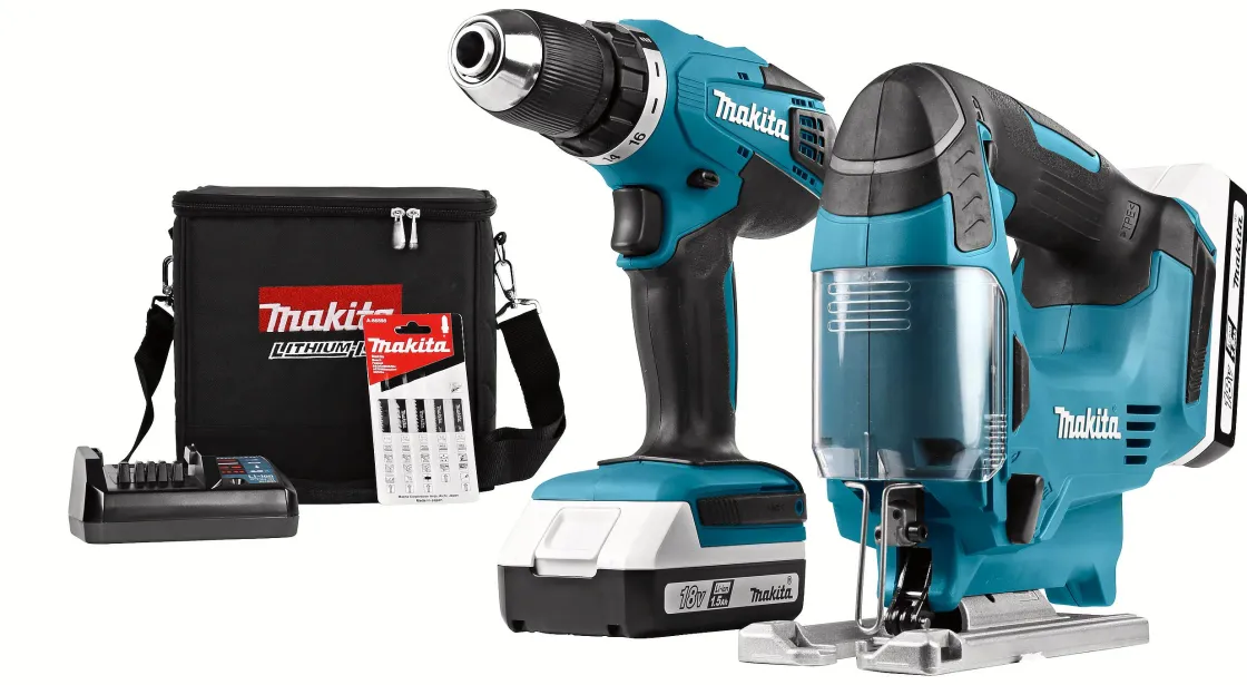 Brico Makita Accuboormachine + Decoupeerzaag Dk18928Ax1 18V (2 Accu'S) Clearance