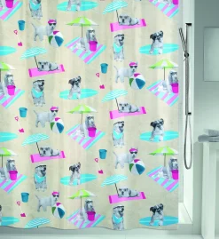 Brico Msv Douchegordijn Beach Dogs Multikleur 180Cm