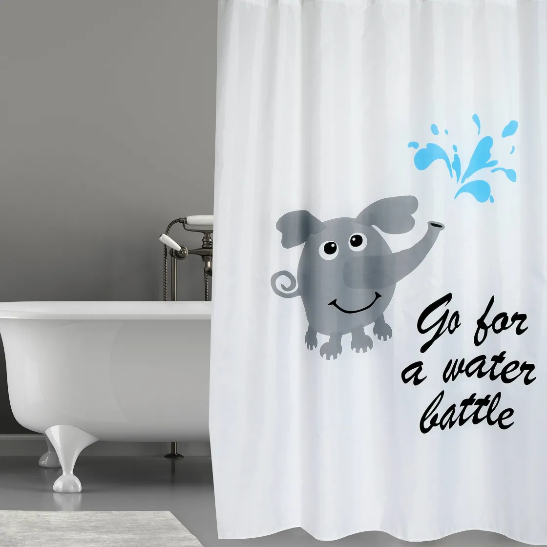 Brico Msv Douchegordijn Water Battle Grijs 180Cm Sale