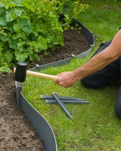 Nature Grondpennen Voor Tuinborder Polyethyleen Grijs 1,9X1,8X26,7Cm 10 Stuks-Brico