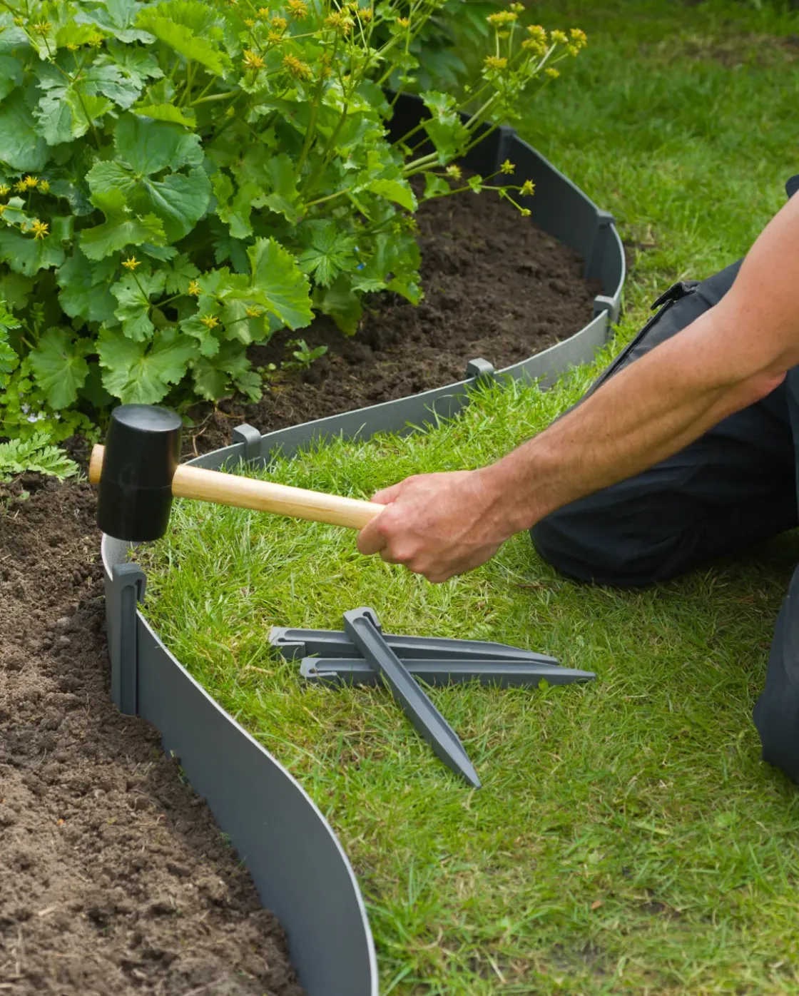 Nature Grondpennen Voor Tuinborder Polyethyleen Grijs 1,9X1,8X26,7Cm 10 Stuks-Brico