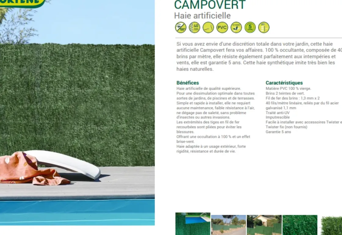 Nortene Kunstmatige Haag Campovert Groen 1X3M-Brico Hot