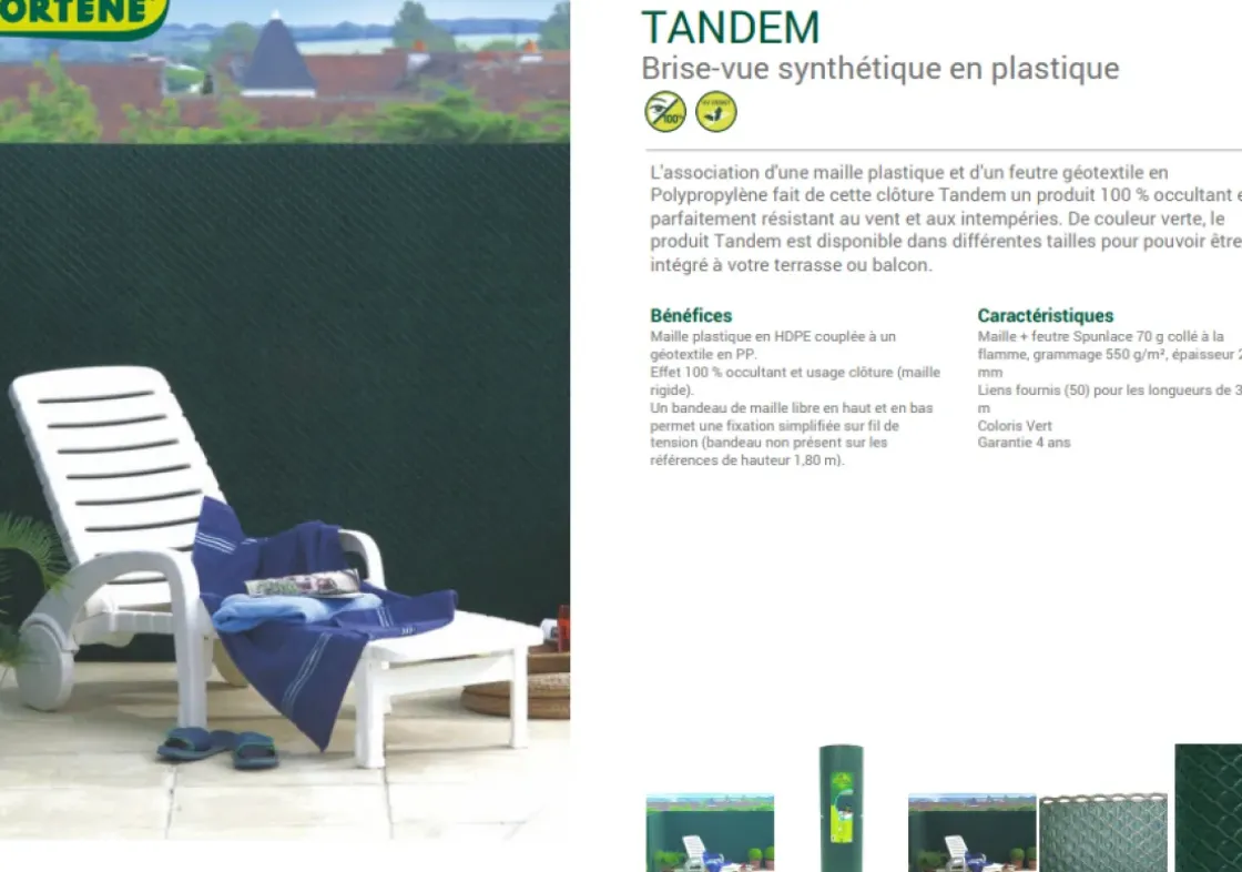 Nortene Synthetisch Privacyscherm Tandem Groen 1,5X5M-Brico Outlet