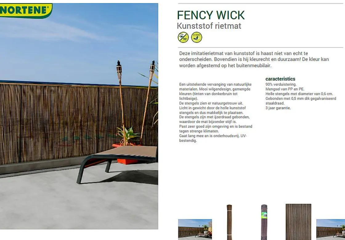 Brico Nortene Tuinscherm Fency Wick Beige 1,5X3M Clearance