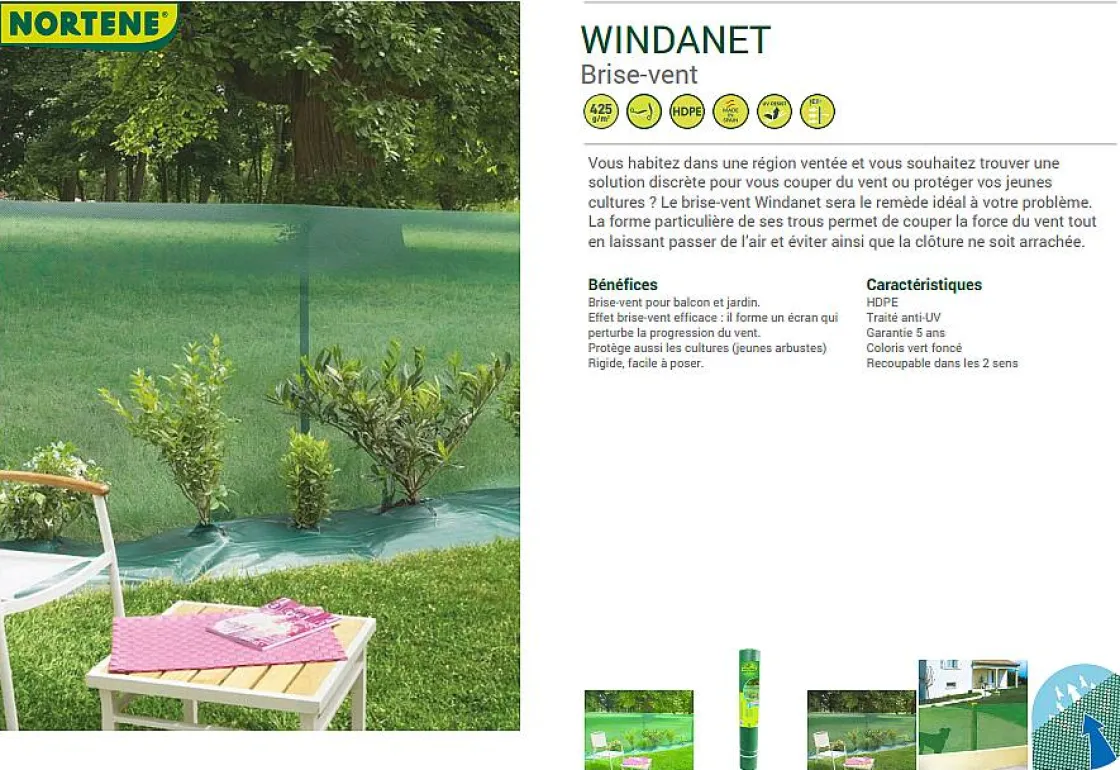 Brico Nortene Zichtdoek Zichtbelemmering Windanet Groen 1X3M Discount