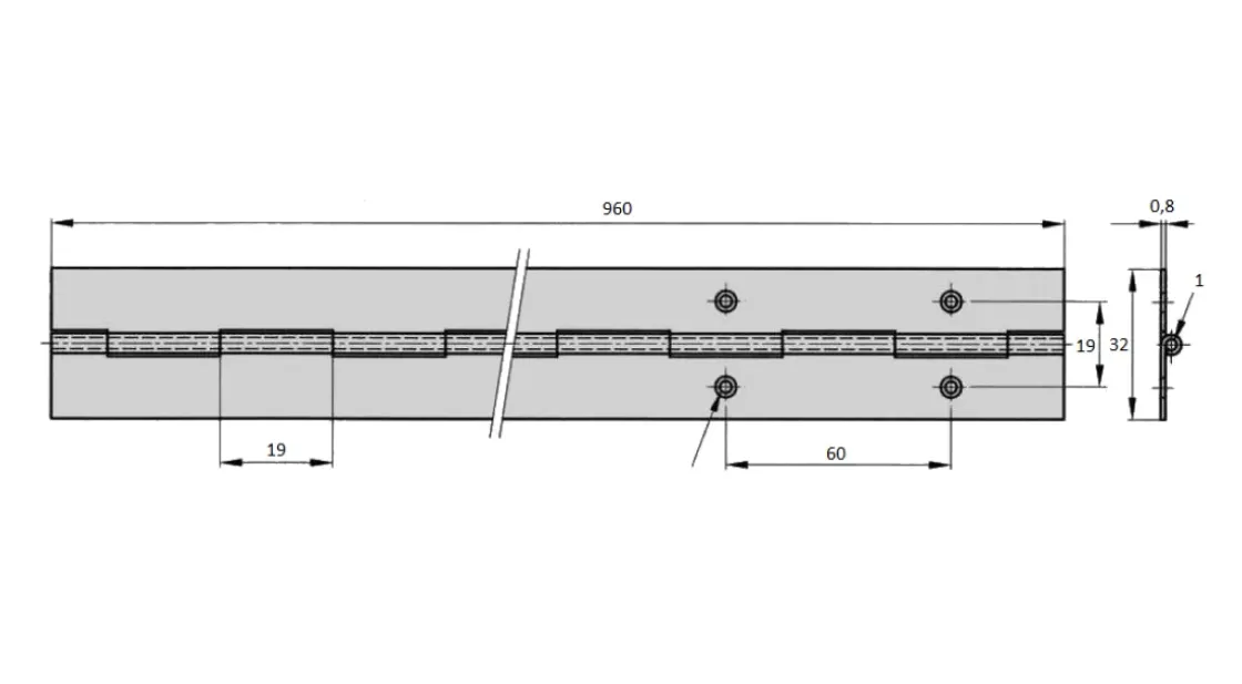 Pianoscharnier - Zwart - 960X32X0,8Mm-Brico Best