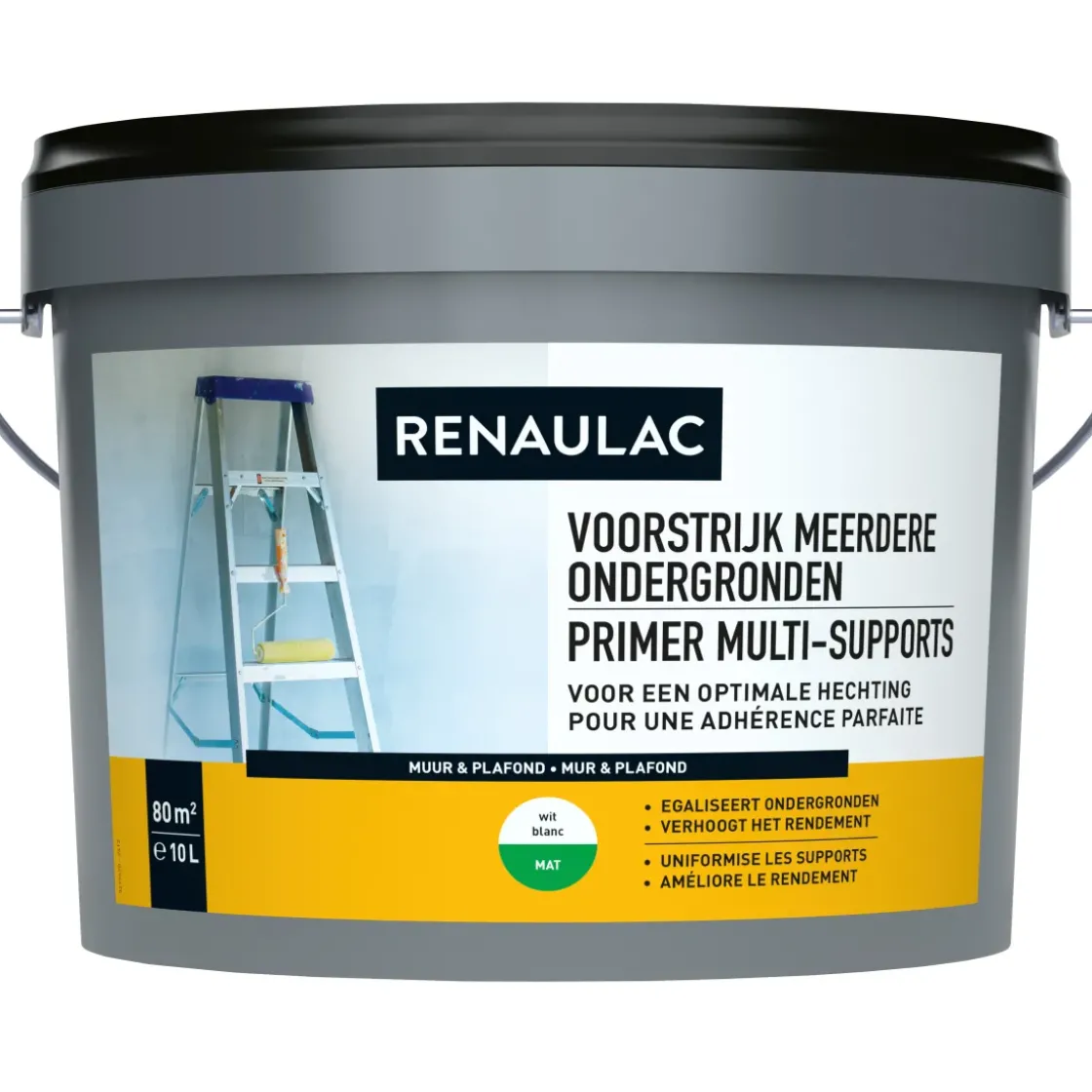 Renaulac Voorstrijk Meerdere Ondergronden Wit 10L-Brico