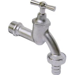 Brico Sanivesk Tapkraan Met Krukbediening En Slangwartel Mat Chroom ( Buitendraad X Buitendraad ) 1/2" X 3/4"