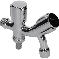 Brico Schell Tapkraan Met Dubbele Uitloop En Slangkoppeling 1/2" Buitendraad Chroom Outlet