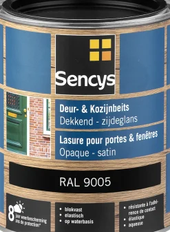 Sencys Beits Ramen En Deuren Dekkend Zijdeglans Ral9005 0,75L-Brico Best