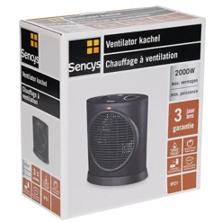 Keramische Kachels & Blaasverwarming<Brico Sencys Ventilatorkachel 2000W Met Oscillatie Zwart