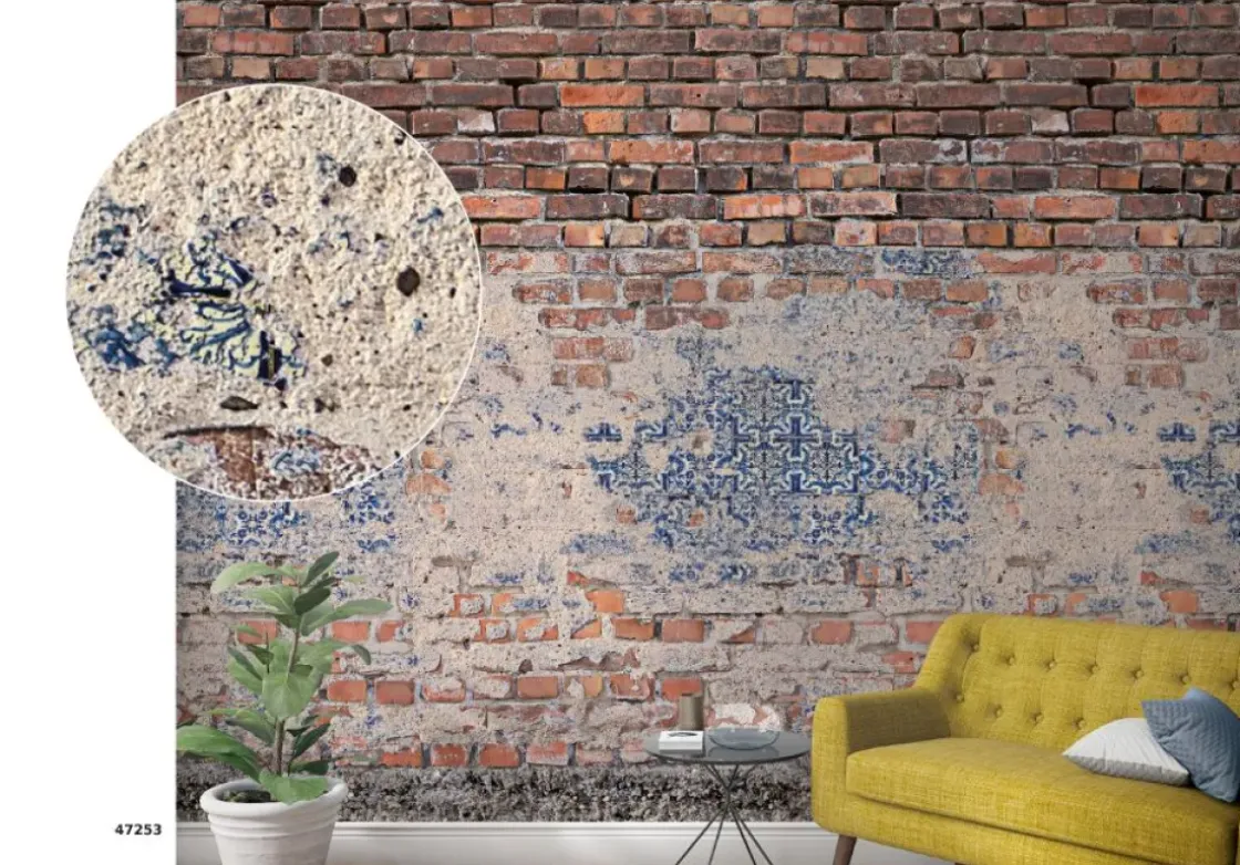 Smart Art Fotobehang Bakstenen Muur Met Tegels-Brico Clearance