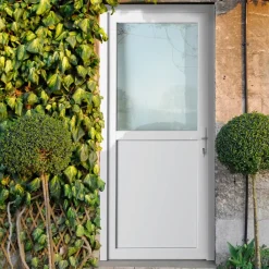 Solid Buitendeur Esterno E01 1/2 Beglaasd Wit Rechts 98X218Cm-Brico Best