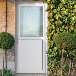 Solid Buitendeur Esterno E01 1/2 Beglaasd Wit Links 98X218Cm-Brico Best