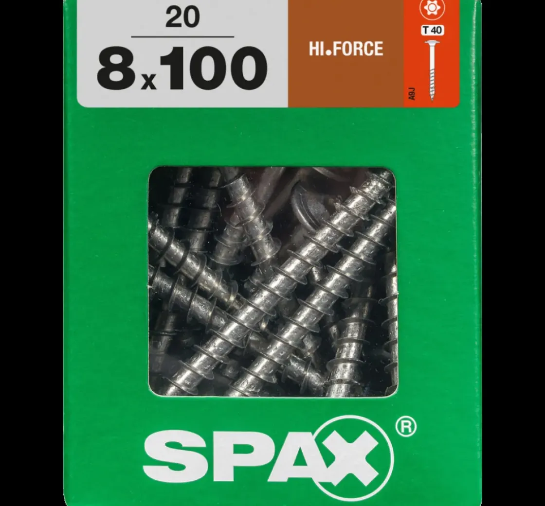 Spax Schroef 'Hi.Force' Staal 100 X 8 Mm - 20 Stuks-Brico Discount