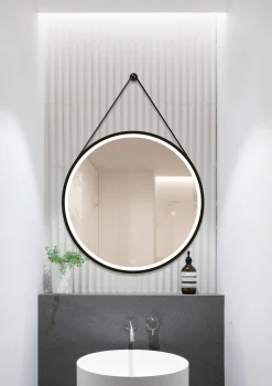 Brico Spiegel Barber Rond Met Verlichting Touch Sensor En Spiegelverwarming Zwart O75Cm Outlet