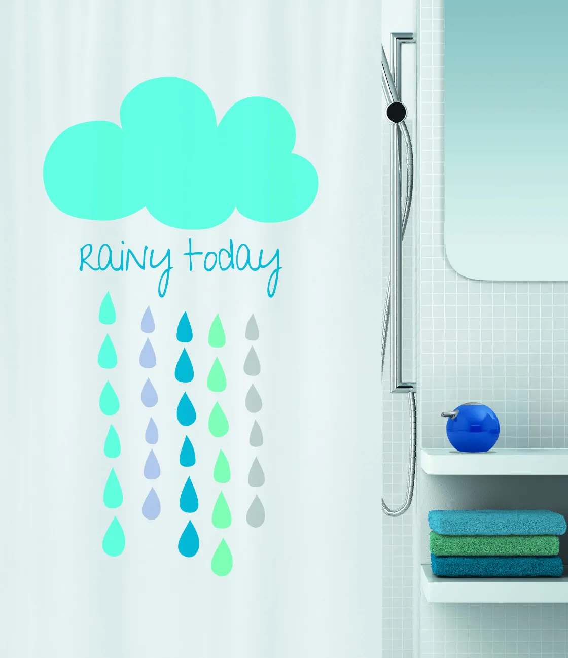 Brico Spirella Douchegordijn Cloud Blauw 180Cm Clearance