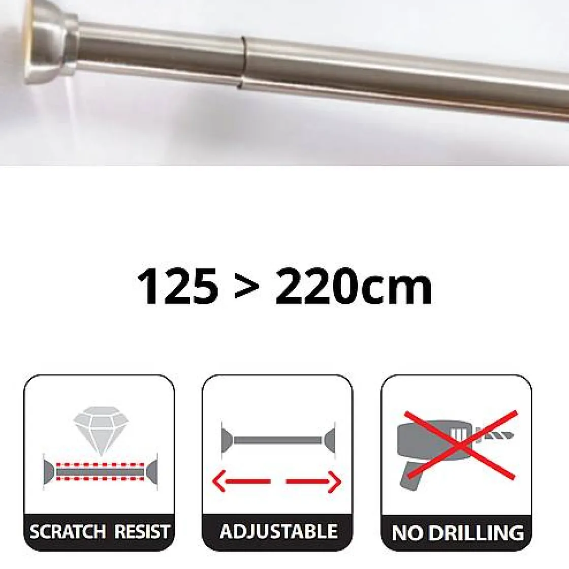 Brico Spirella Douchestang Kreta 125-220Cm Zilver Geborsteld Discount