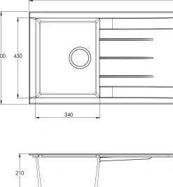 Brico Spoelbak Cube 1 Bak 80X50X21Cm Composiet Zwart Best