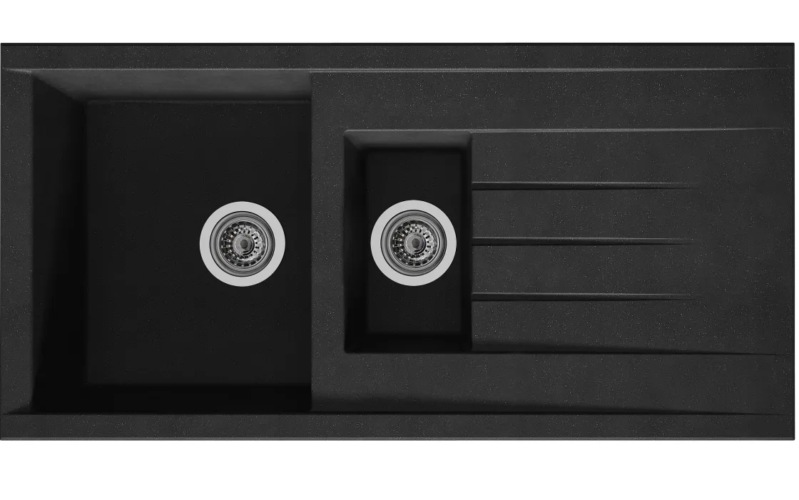 Brico Spoelbak Cube 1,5 Bak 100X50X21Cm Composiet Zwart Met Witte Details Discount