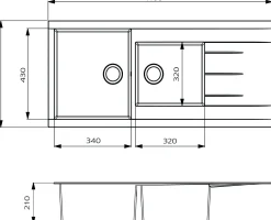 Brico Spoelbak Cube 2 Bakken 110X50X21Cm Composiet Zwart Clearance
