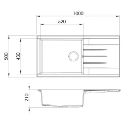 Brico Spoelbak Cube 1 Xl Bak 100X50X21Cm Composiet Zwart Online