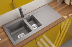 Brico Spoelbak Einna 1,5 Bak 100X50X20Cm Composiet Betongrijs New