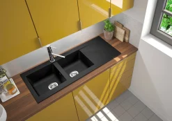 Brico Spoelbak Einna 2 Bakken 116X50X20Cm Composiet Zwart New